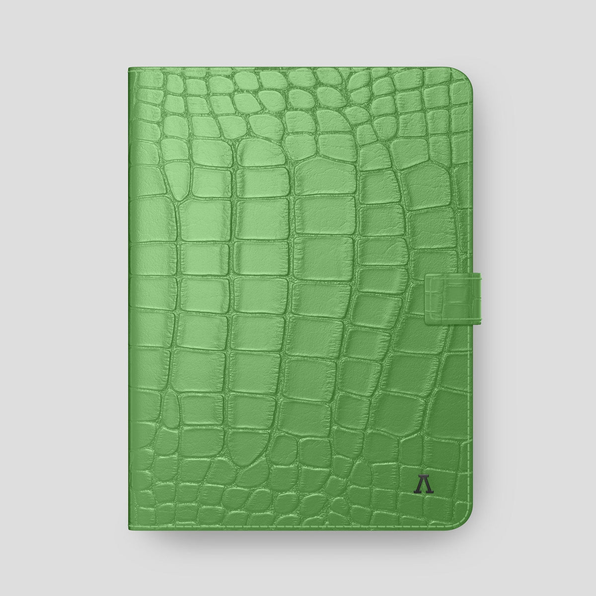 Apple-Green iPad Pro 12.9-inch Folio Case Alligator with Black Metal -4 | Apple-Green-Black