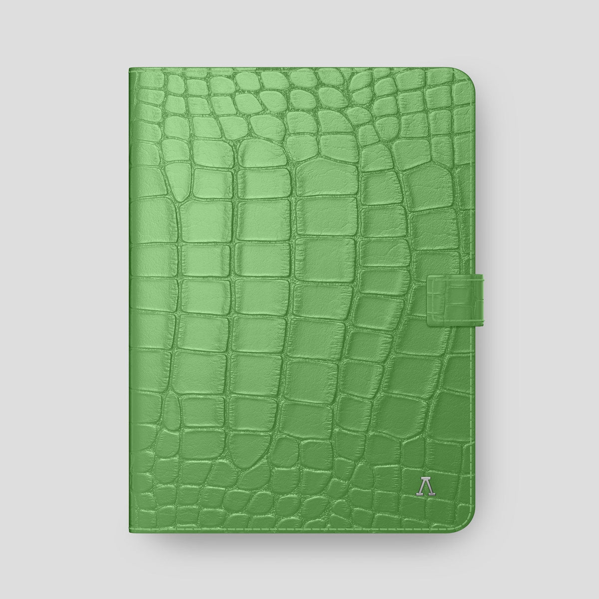Apple-Green iPad Pro 12.9-inch Folio Case Alligator with Steel Metal -4 | Apple-Green-Steel