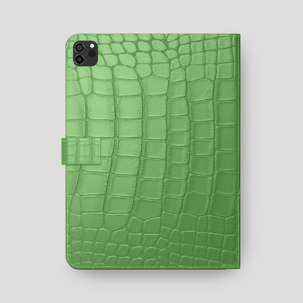 Apple-Green iPad Pro 12.9-inch Folio Case Alligator with Steel Metal -5 | Apple-Green-Steel