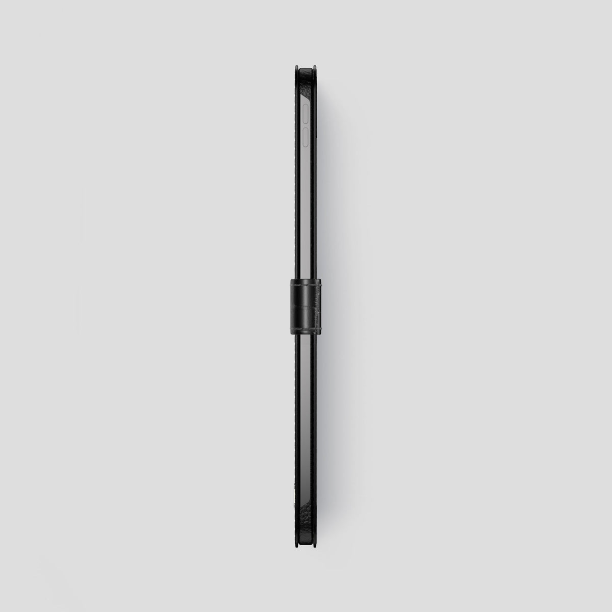 Black iPad Pro 12.9-inch Folio Case Alligator with Steel Metal -3 | Black-Steel