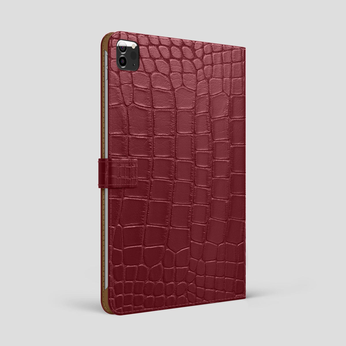 Burgundy iPad Pro 12.9-inch Folio Case Alligator with Black Metal -1 | Burgundy-Black