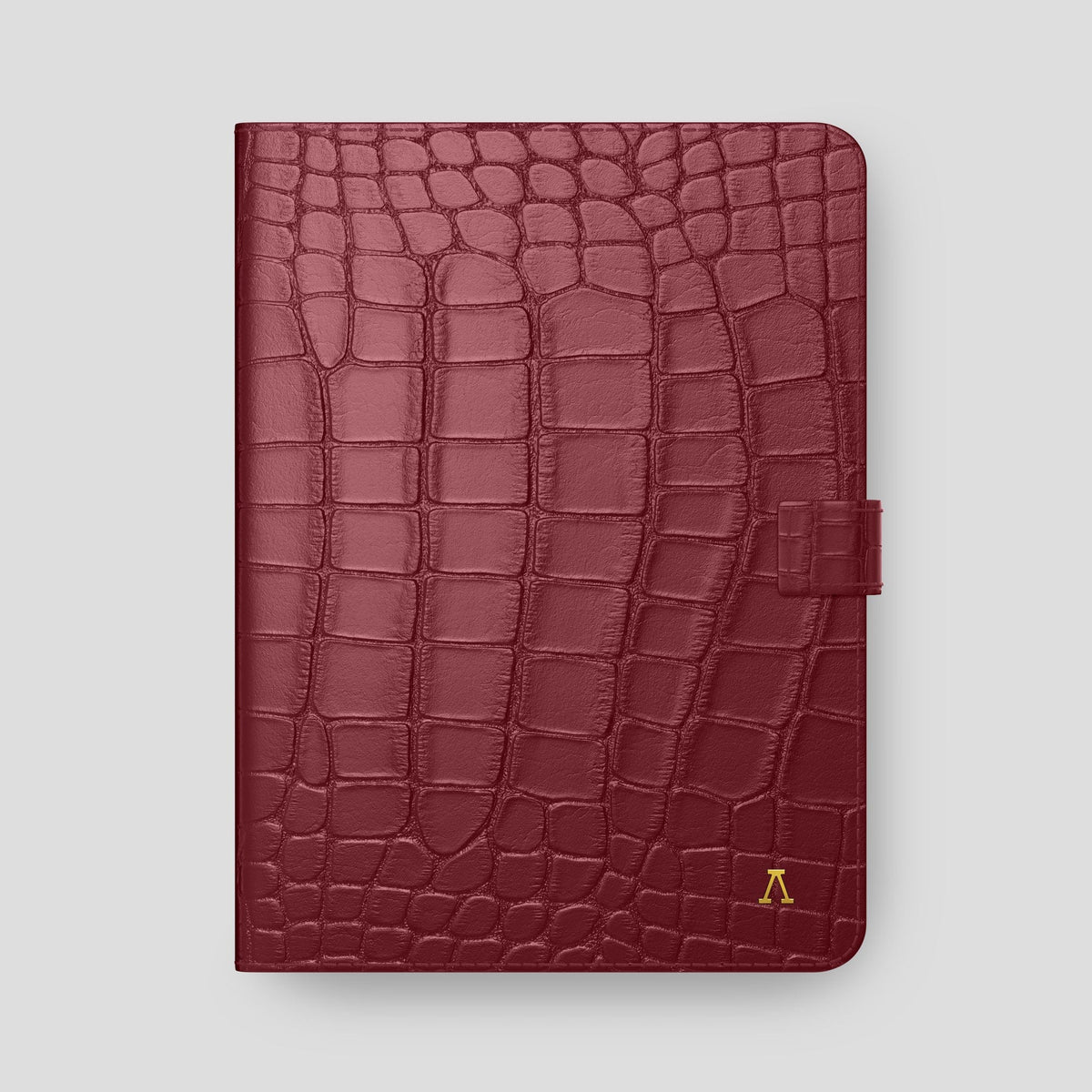 Burgundy iPad Pro 12.9-inch Folio Case Alligator with Gold Metal -4 | Burgundy-Gold