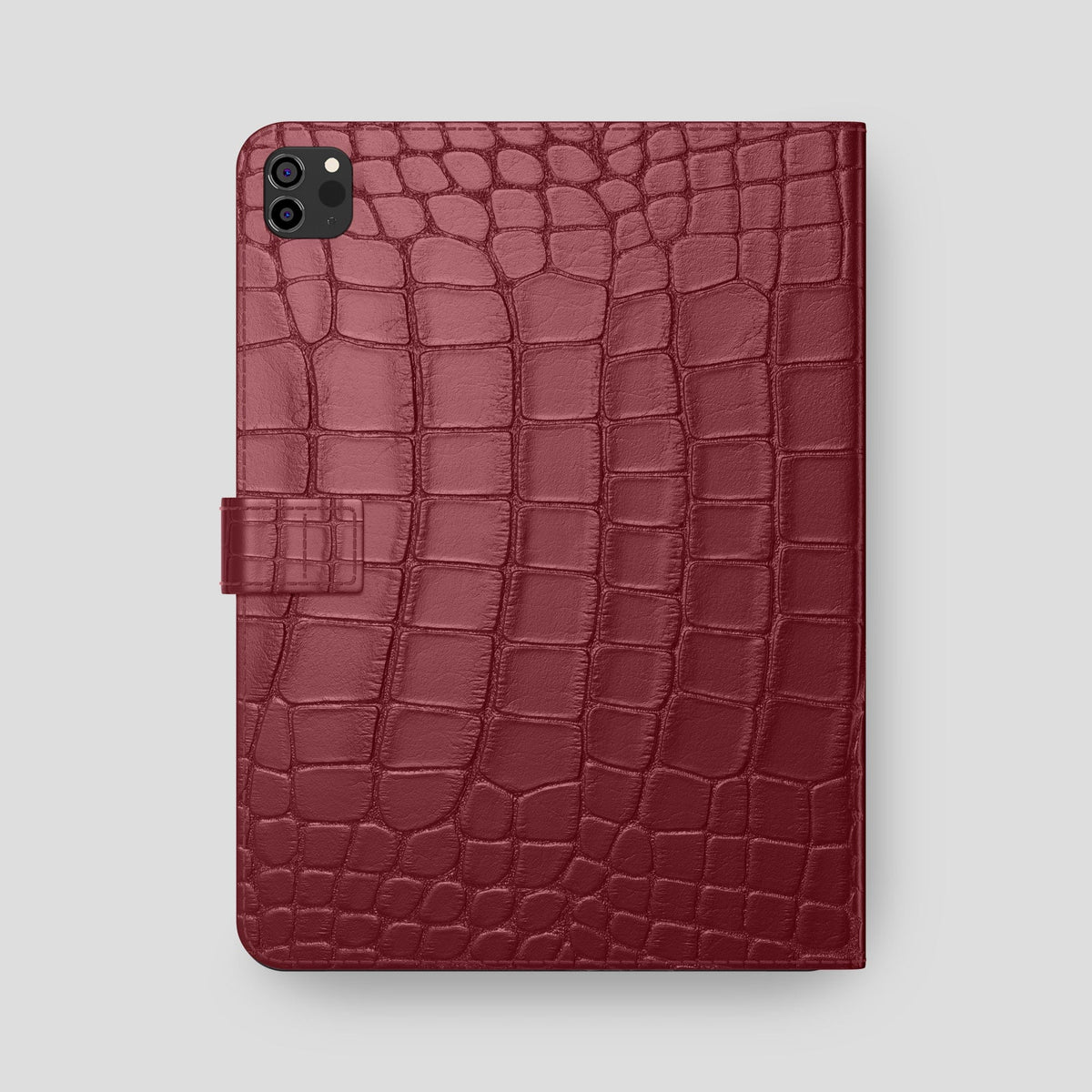 Burgundy iPad Pro 12.9-inch Folio Case Alligator with Gold Metal -5 | Burgundy-Gold