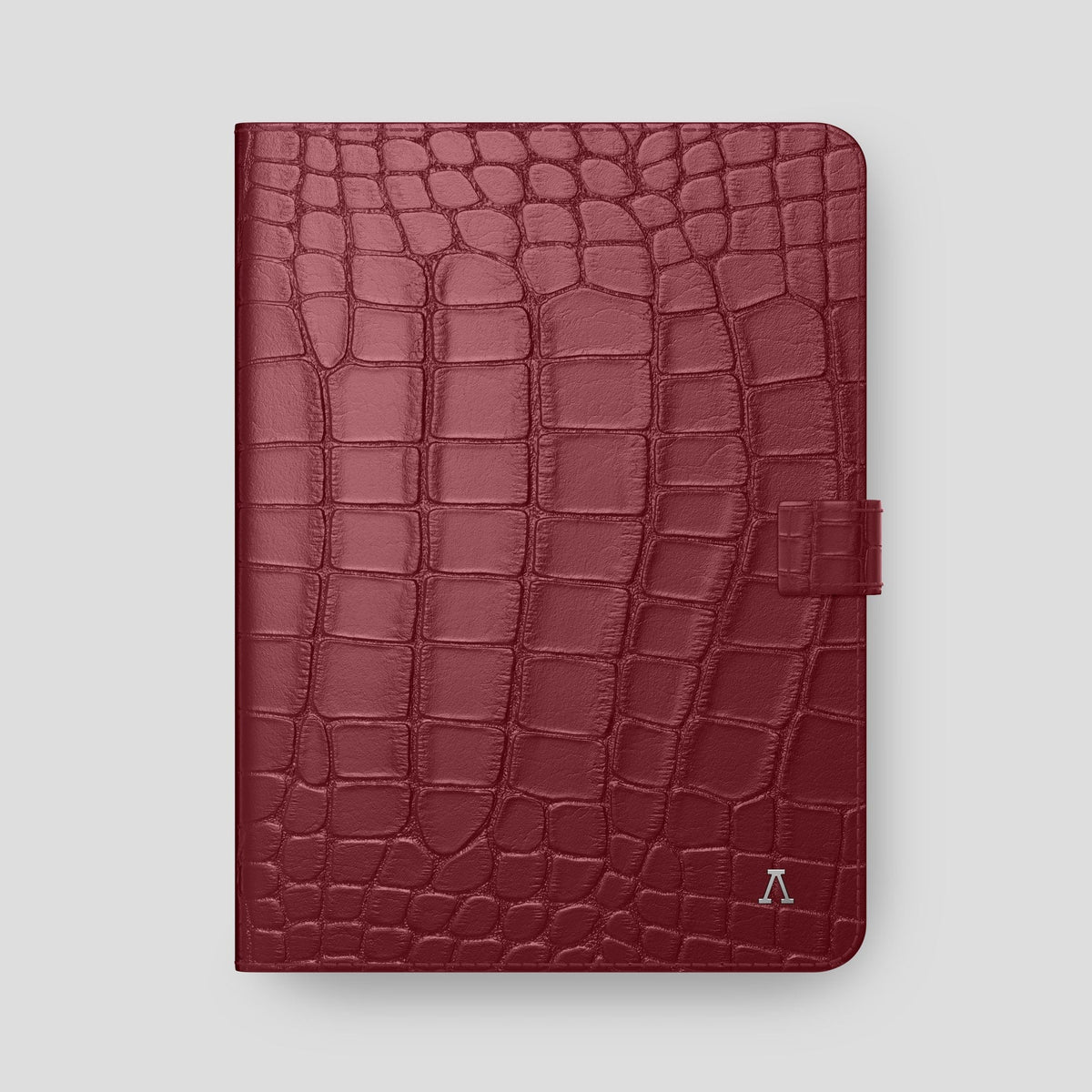 Burgundy iPad Pro 12.9-inch Folio Case Alligator with Steel Metal -4 | Burgundy-Steel
