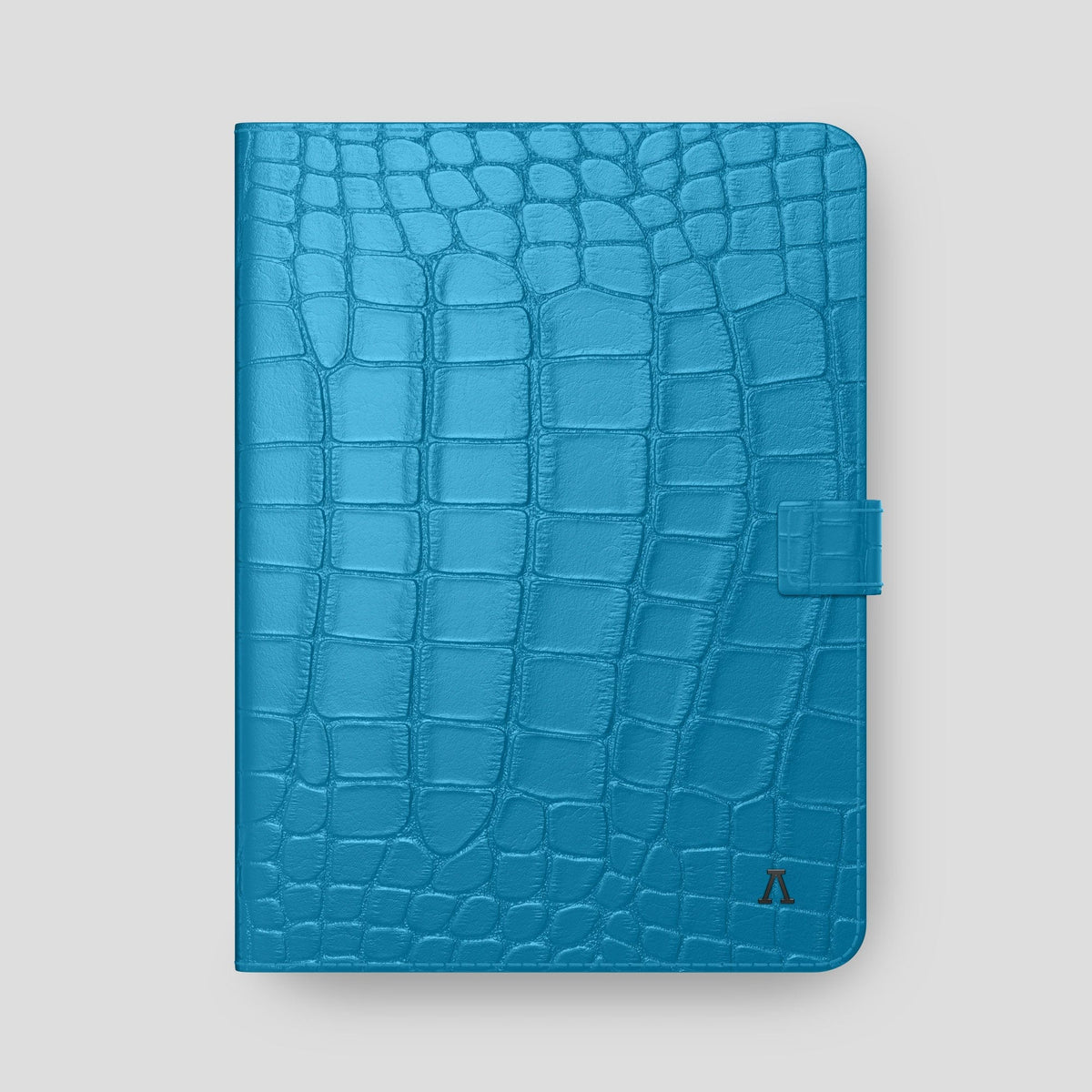 Curaçao-Blue iPad Pro 12.9-inch Folio Case Alligator with Black Metal -4 | Curaçao-Blue-Black