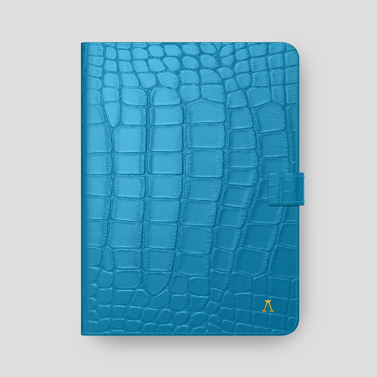 Curaçao-Blue iPad Pro 12.9-inch Folio Case Alligator with Gold Metal -4 | Curaçao-Blue-Gold