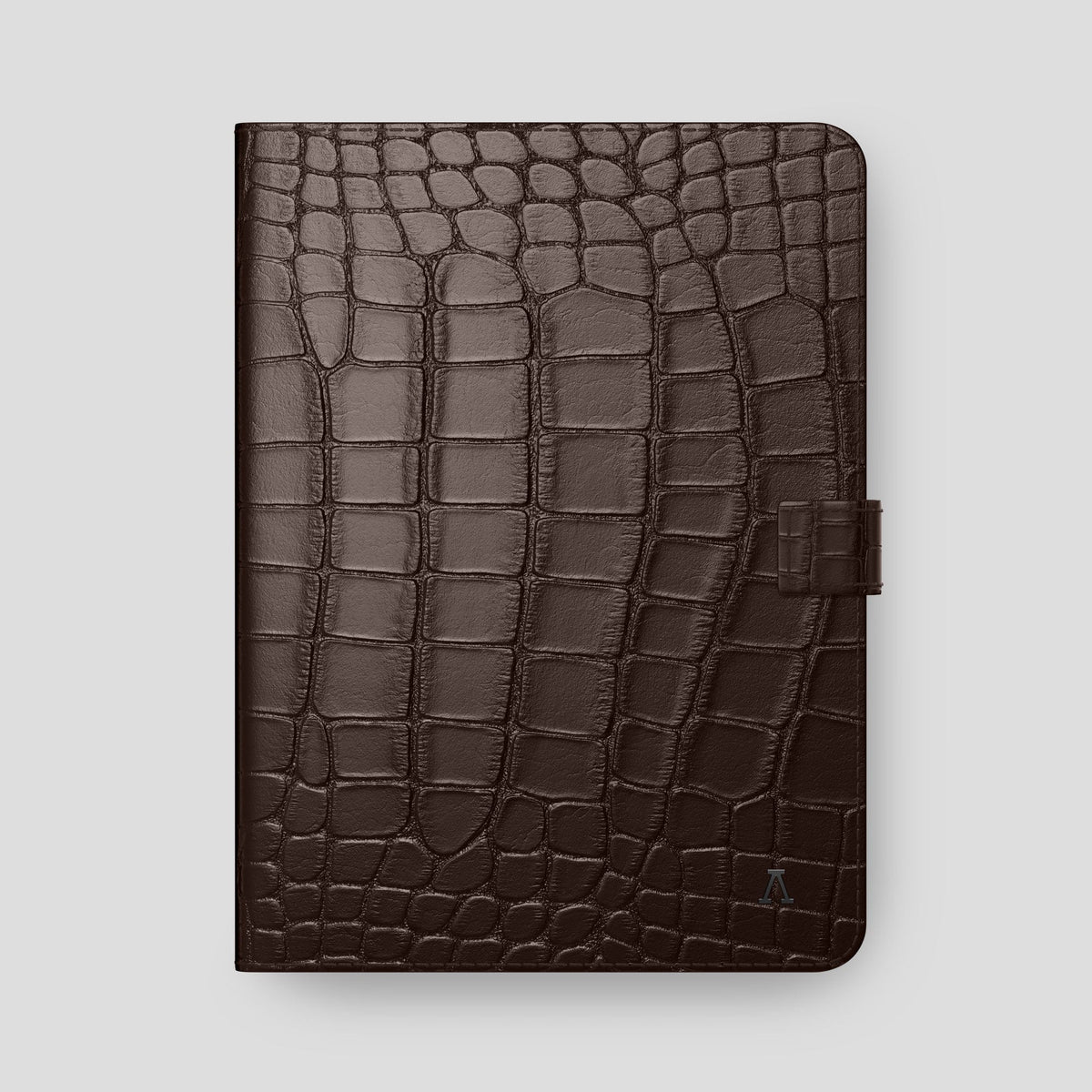 Dark Brown iPad Pro 12.9-inch Folio Case Alligator with Black Metal -4 | Dark-Brown-Black