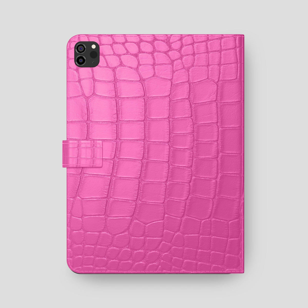 Fuchsia iPad Pro 12.9-inch Folio Case Alligator with Black Metal -5 | Fuchsia-Black