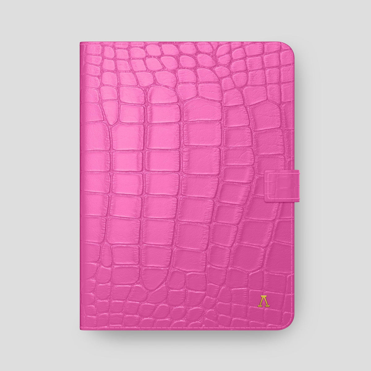 Fuchsia iPad Pro 12.9-inch Folio Case Alligator with Gold Metal -4 | Fuchsia-Gold