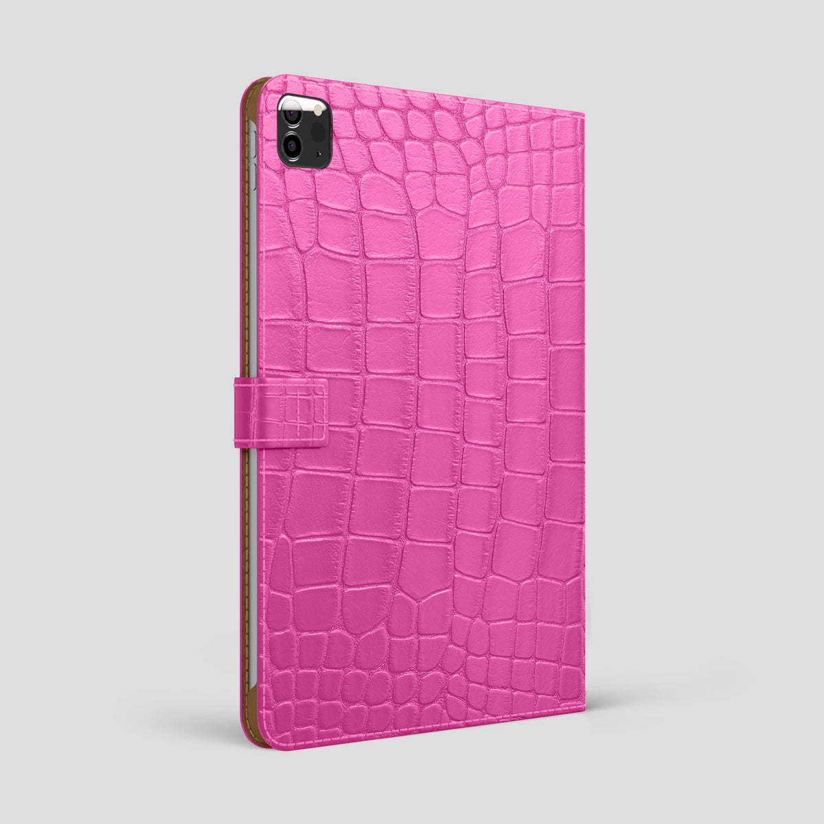 Fuchsia iPad Pro 12.9-inch Folio Case Alligator with Steel Metal -1 | Fuchsia-Steel