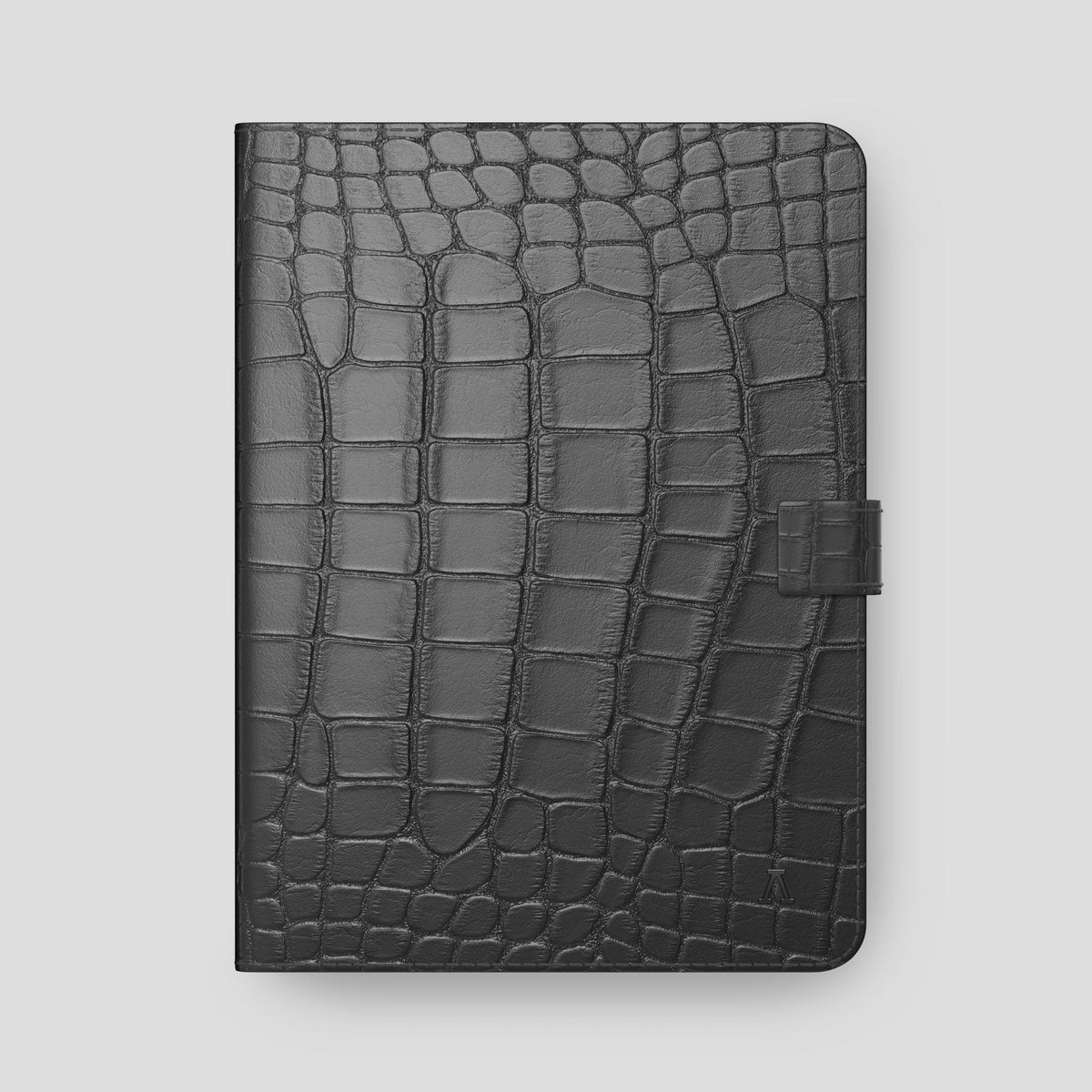 Grey iPad Pro 12.9-inch Folio Case Alligator with Black Metal -4 | Grey-Black