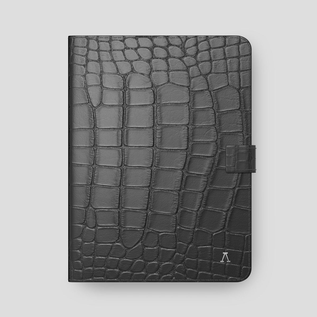 Grey iPad Pro 12.9-inch Folio Case Alligator with Steel Metal -4 | Grey-Steel