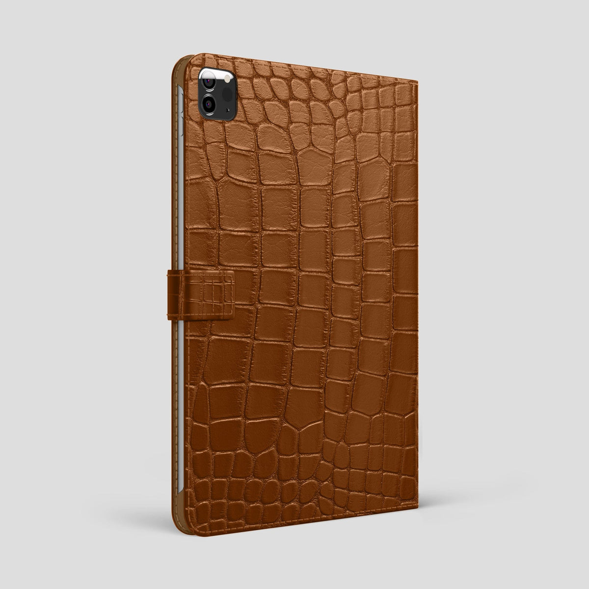Honey iPad Pro 12.9-inch Folio Case Alligator with Black Metal -1 | Honey-Black
