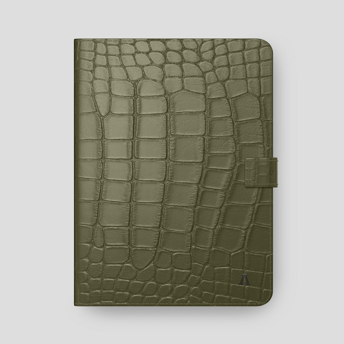 Kaki-Green iPad Pro 12.9-inch Folio Case Alligator with Black Metal -4 | Kaki-Green-Black