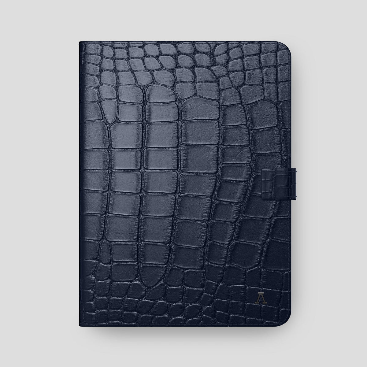 Navy Blue iPad Pro 12.9-inch Folio Case Alligator with Black Metal -4 | Navy-Blue-Black