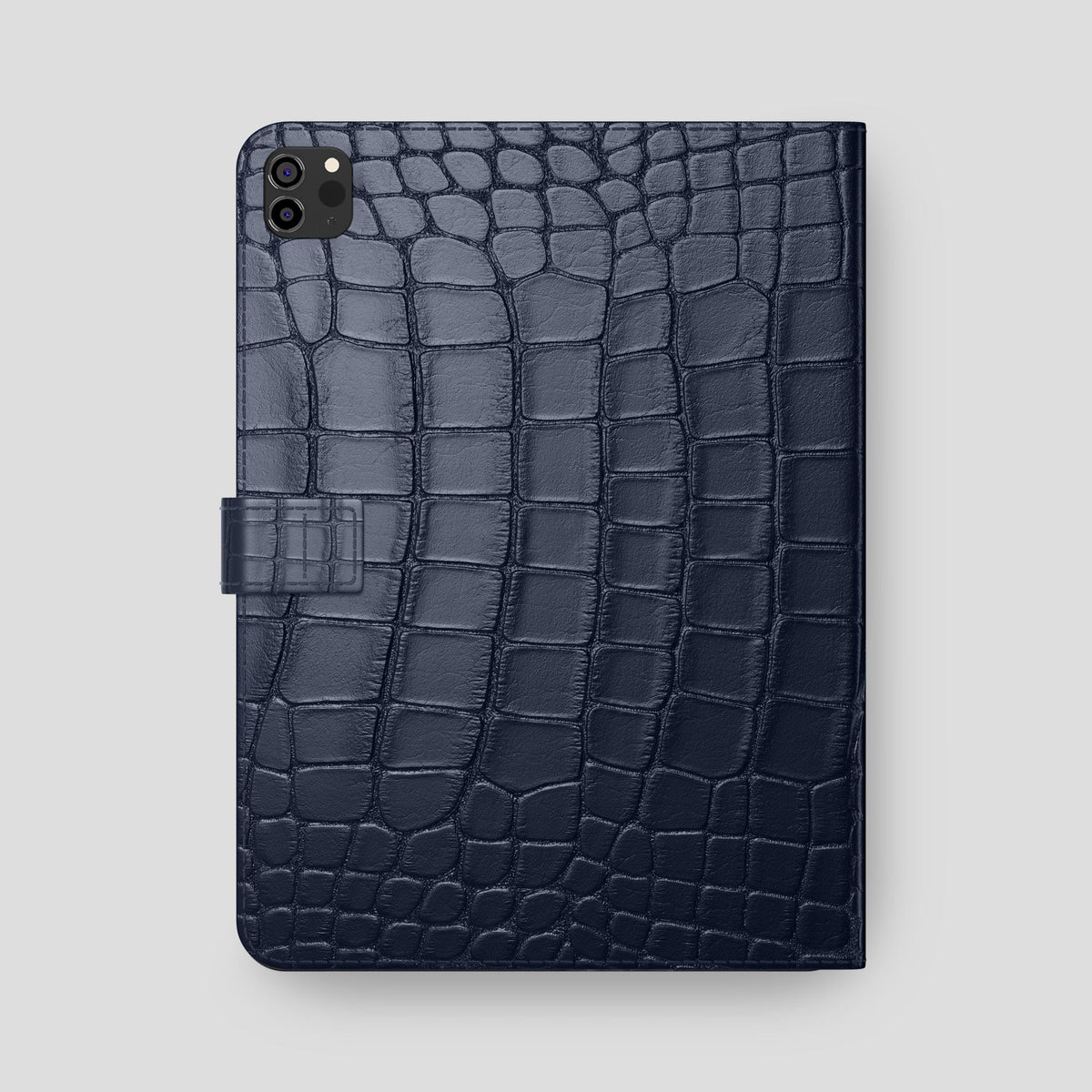 Navy Blue iPad Pro 12.9-inch Folio Case Alligator with Gold Metal -5 | Navy-Blue-Gold