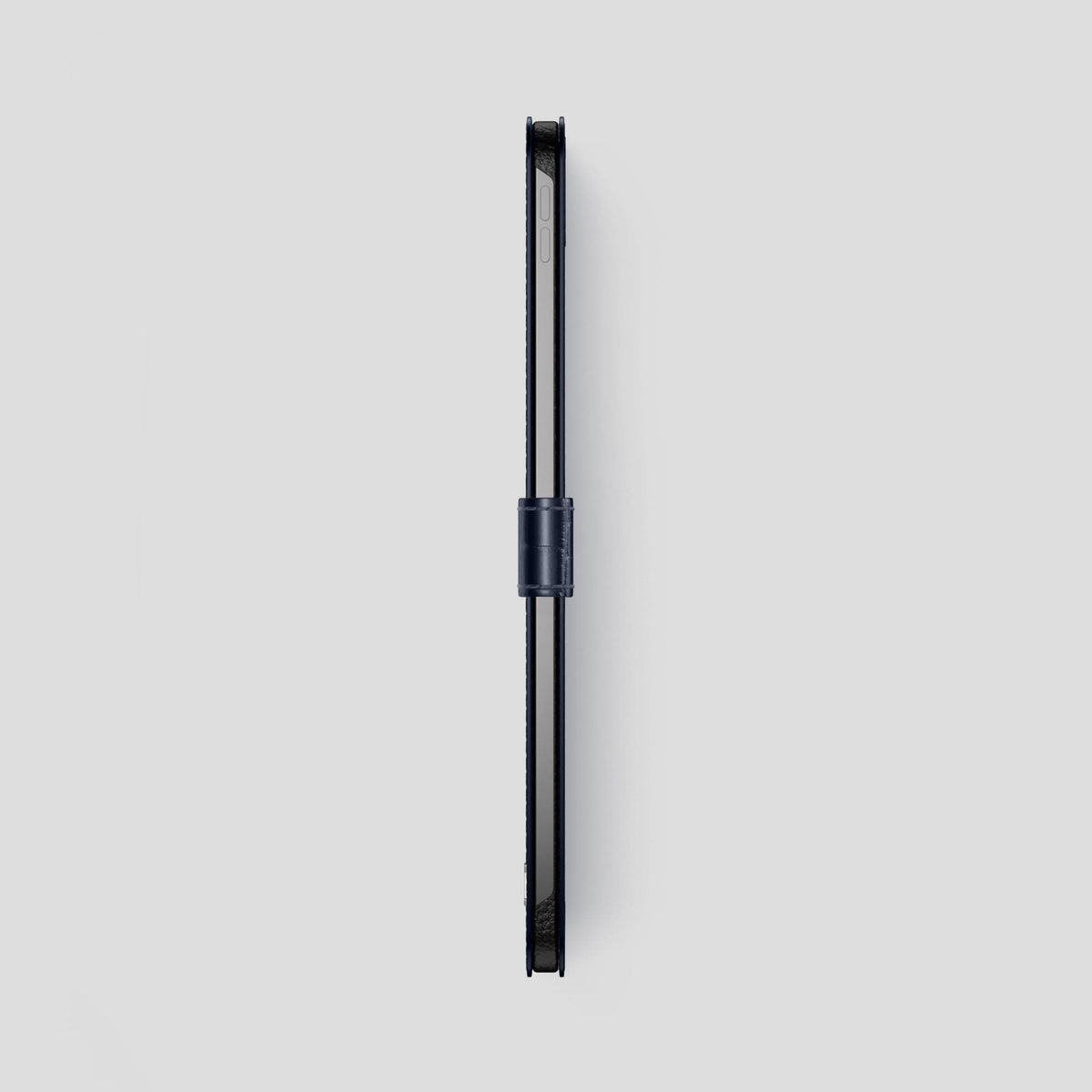 Navy Blue iPad Pro 12.9-inch Folio Case Alligator with Steel Metal -3 | Navy-Blue-Steel