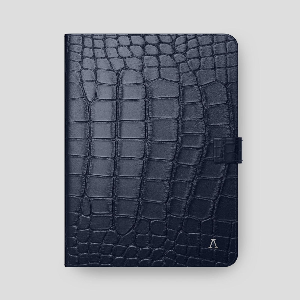 Navy Blue iPad Pro 12.9-inch Folio Case Alligator with Steel Metal -4 | Navy-Blue-Steel