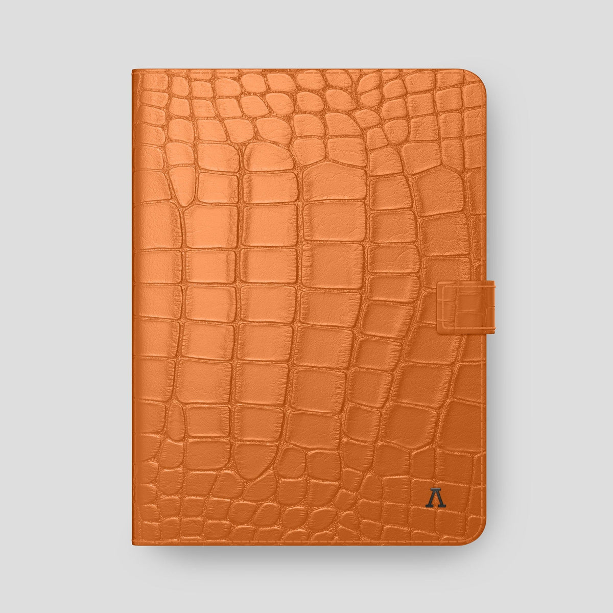 Orange iPad Pro 12.9-inch Folio Case Alligator with Black Metal -4 | Orange-Black