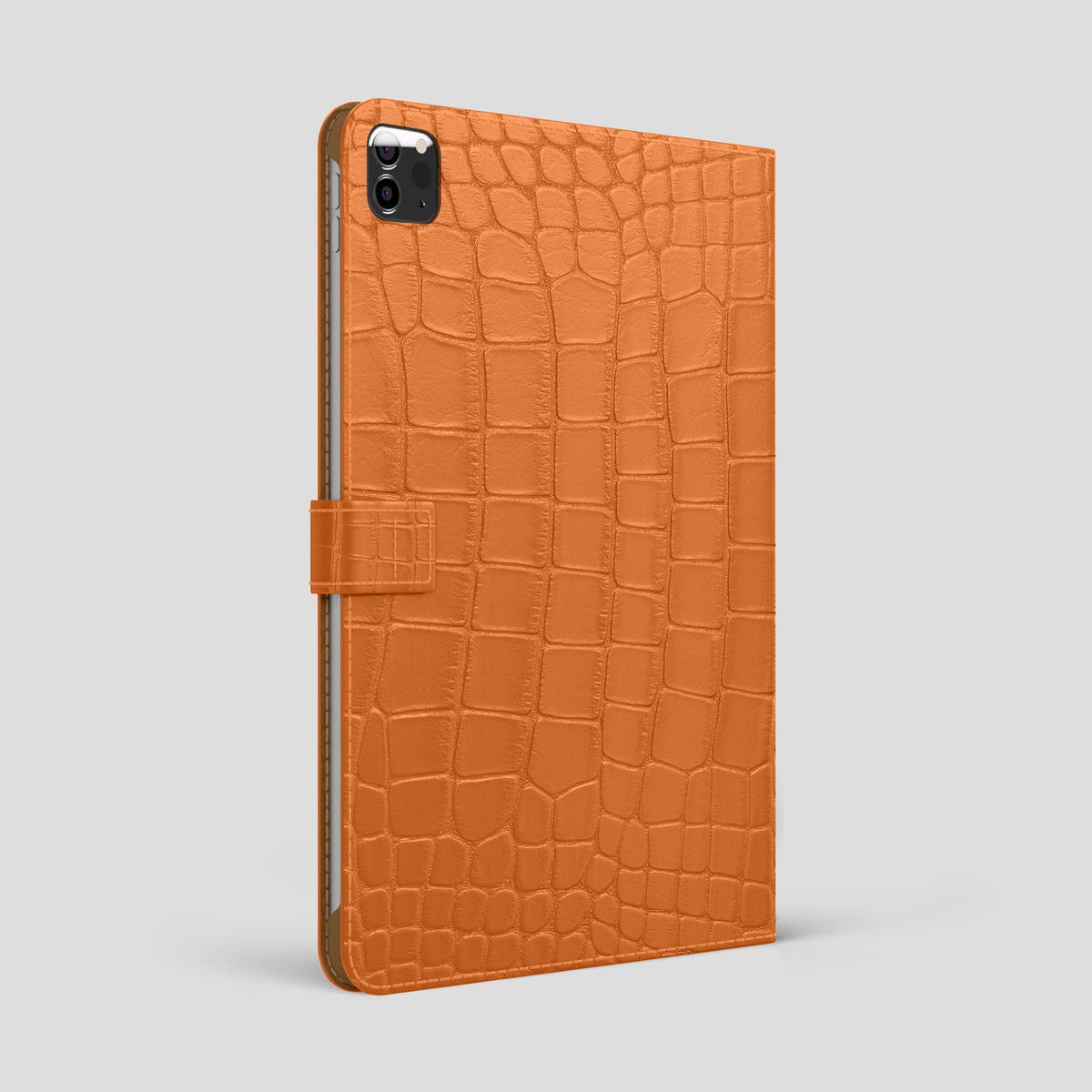 Orange iPad Pro 12.9-inch Folio Case Alligator with Gold Metal -1 | Orange-Gold