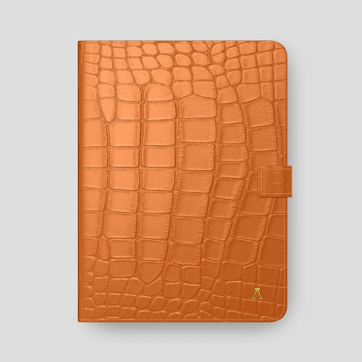 Orange iPad Pro 12.9-inch Folio Case Alligator with Gold Metal -4 | Orange-Gold