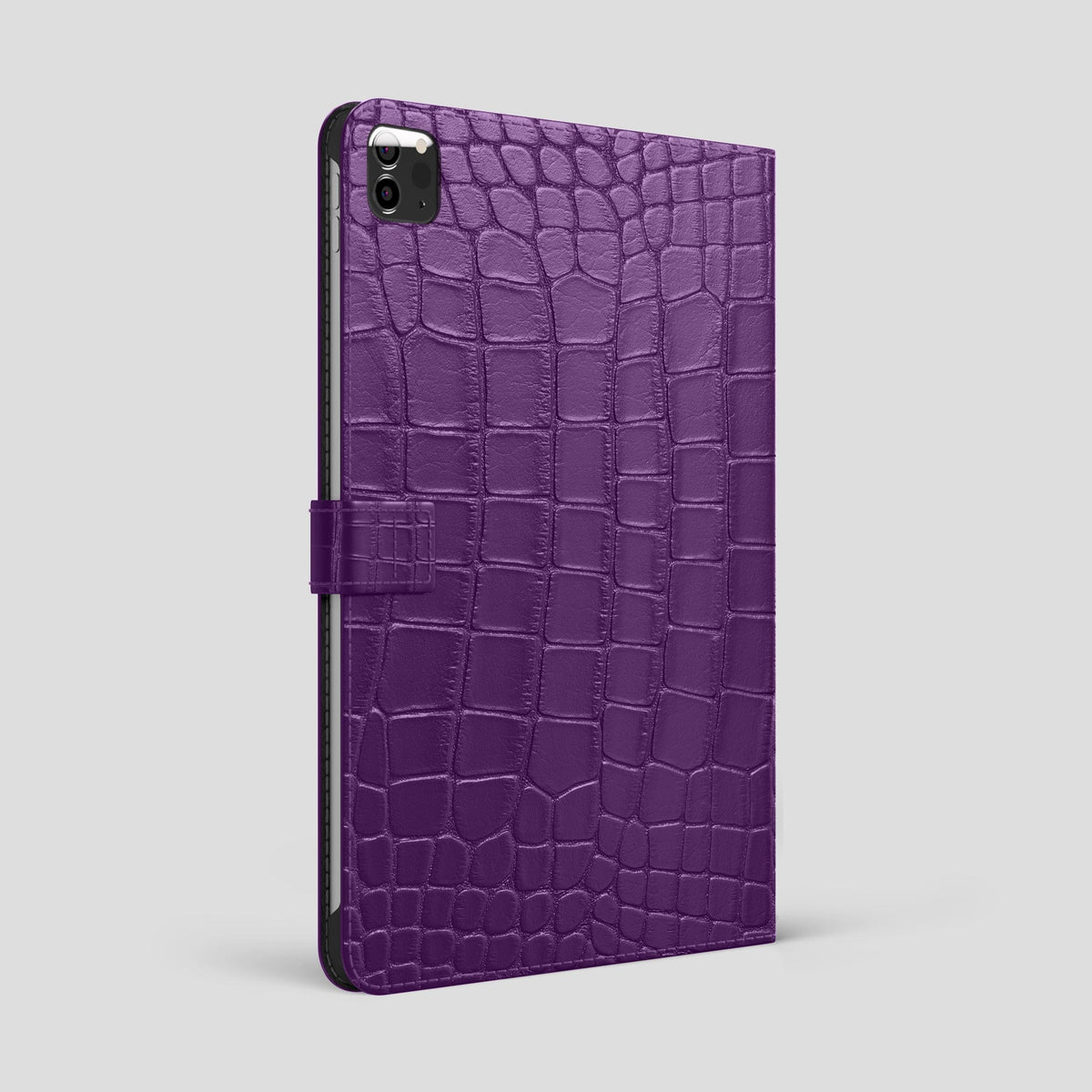 Purple iPad Pro 12.9-inch Folio Case Alligator with Black Metal -1 | Purple-Black