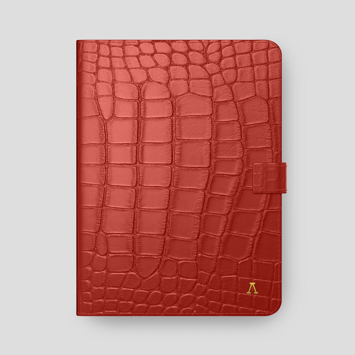 Red iPad Pro 12.9-inch Folio Case Alligator with Gold Metal -4 | Red-Gold