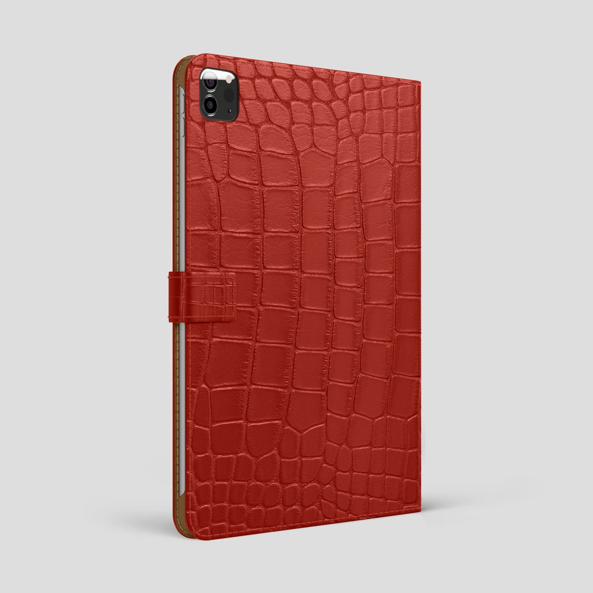 Red iPad Pro 12.9-inch Folio Case Alligator with Steel Metal -1 | Red-Steel