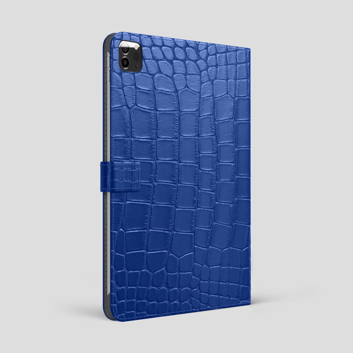 Royal Blue iPad Pro 12.9-inch Folio Case Alligator with Steel Metal -1 | Royal-Blue-Steel