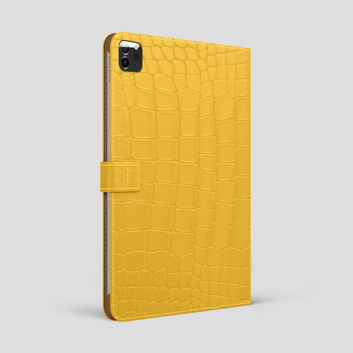 Yellow iPad Pro 12.9-inch Folio Case Alligator with Black Metal -1 | Yellow-Black