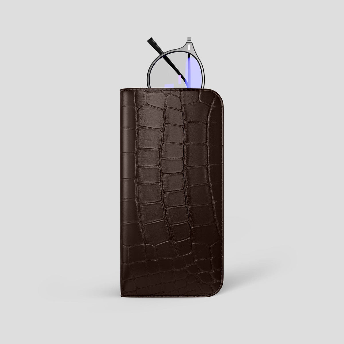 Dark Brown Glasses Case Alligator -1 | Dark-Brown