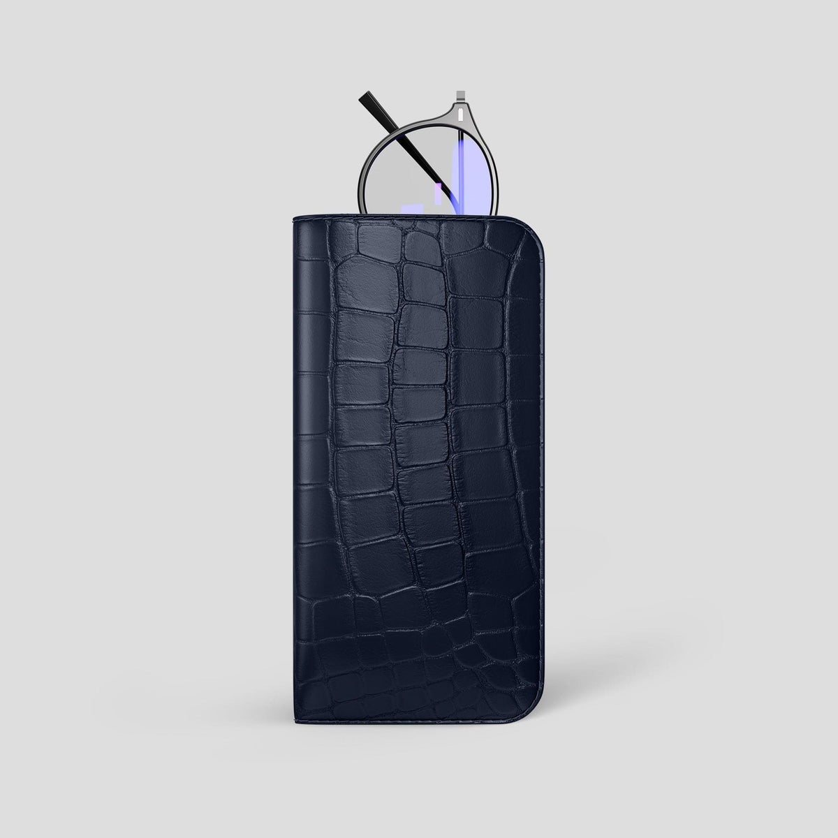 Navy Blue Glasses Case Alligator -1 | Navy-Blue