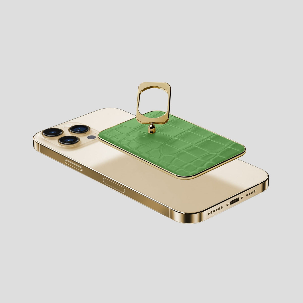 Apple-Green MagSafe Ring iPhone 14 Pro Max Alligator with Gold Metal -4 | Apple-Green-Gold
