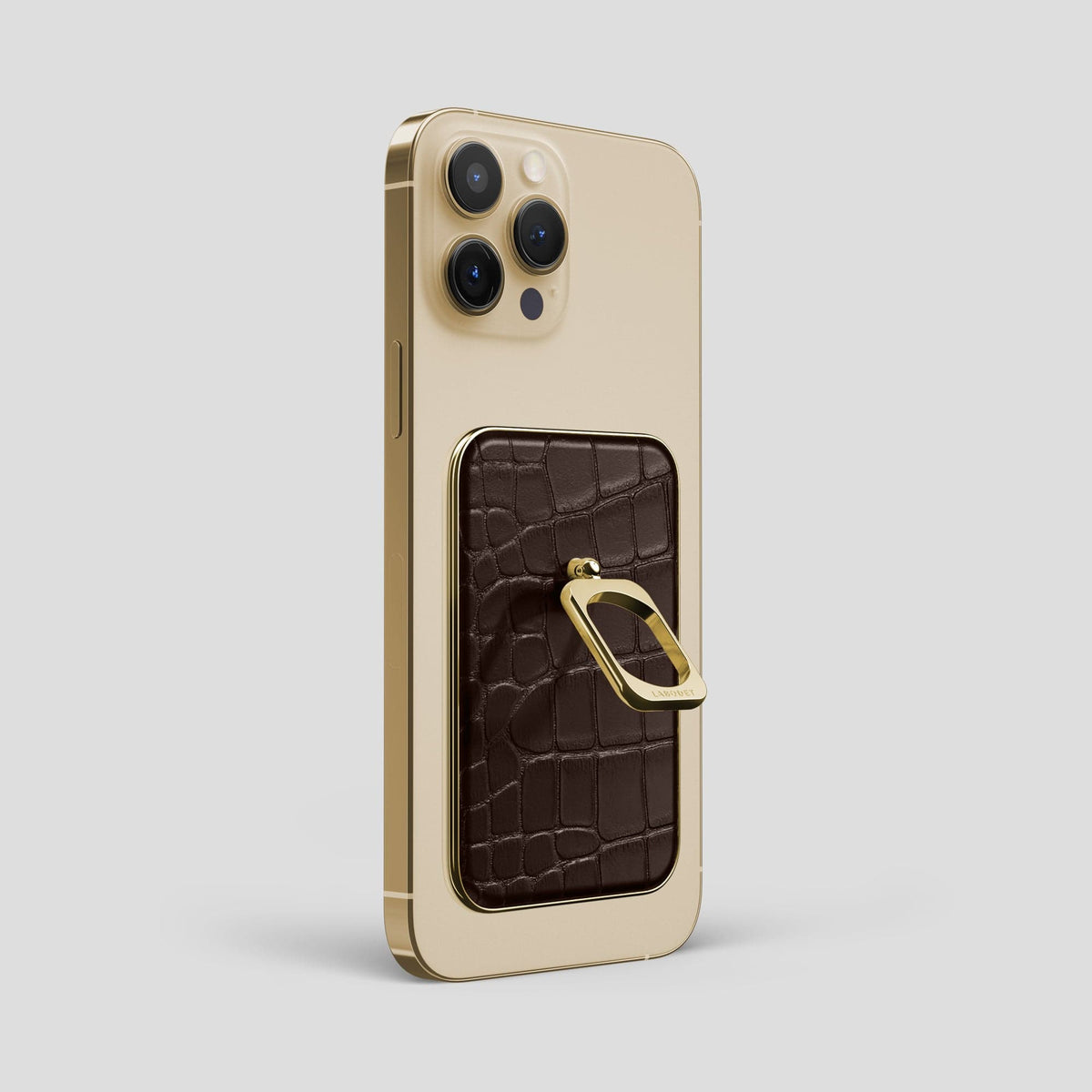 Dark Brown MagSafe Ring iPhone 14 Pro Max Alligator with Gold Metal -2 | Dark-Brown-Gold