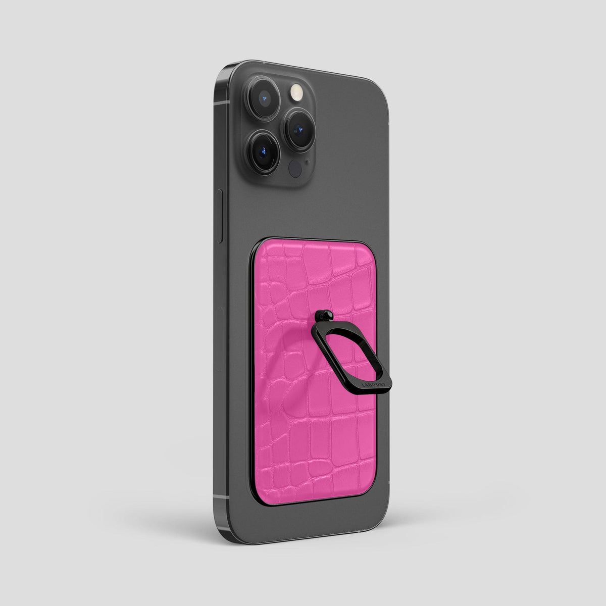 Fuchsia MagSafe Ring iPhone 14 Pro Max Alligator with Black Metal -2 | Fuchsia-Black