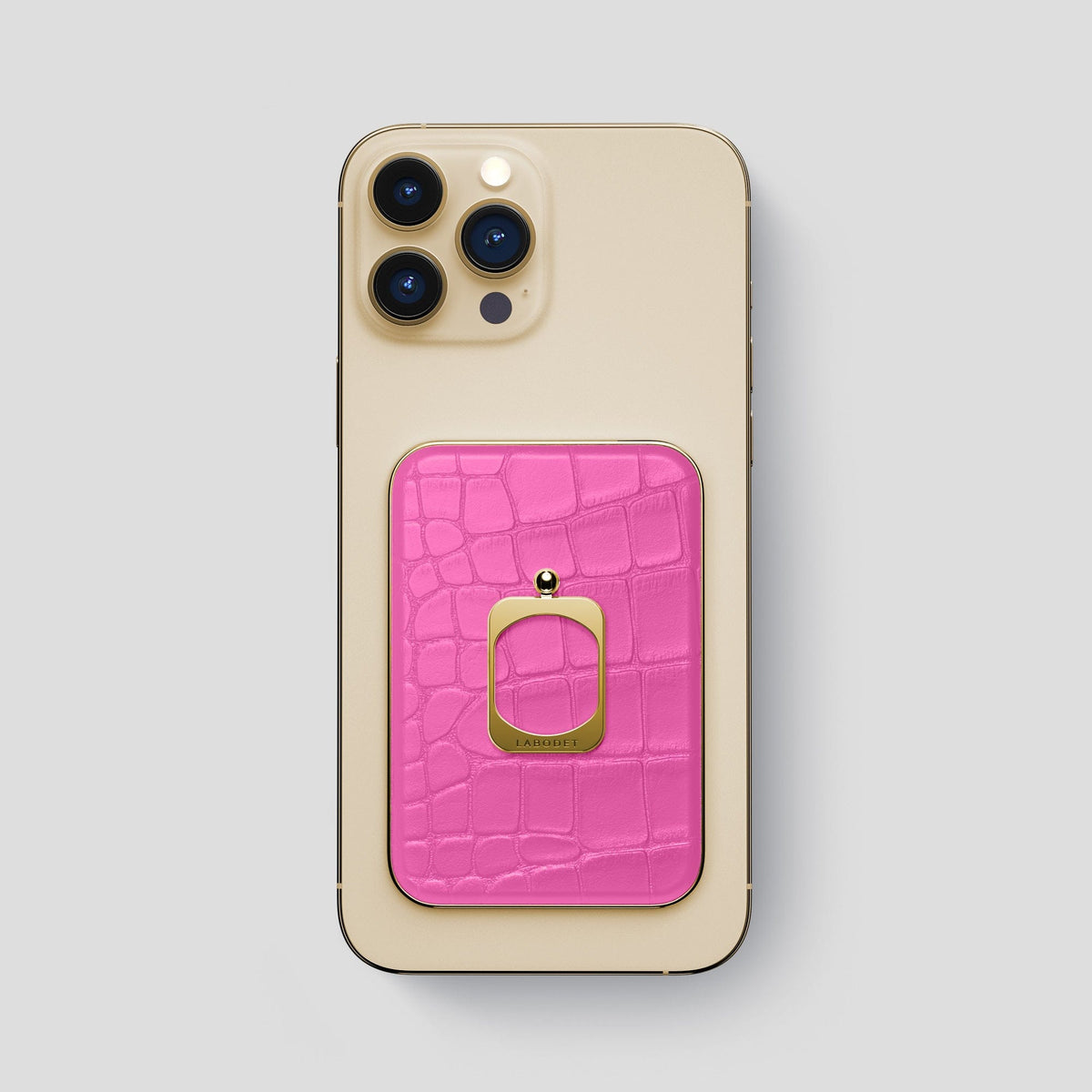 Fuchsia MagSafe Ring iPhone 14 Pro Max Alligator with Gold Metal -1 | Fuchsia-Gold