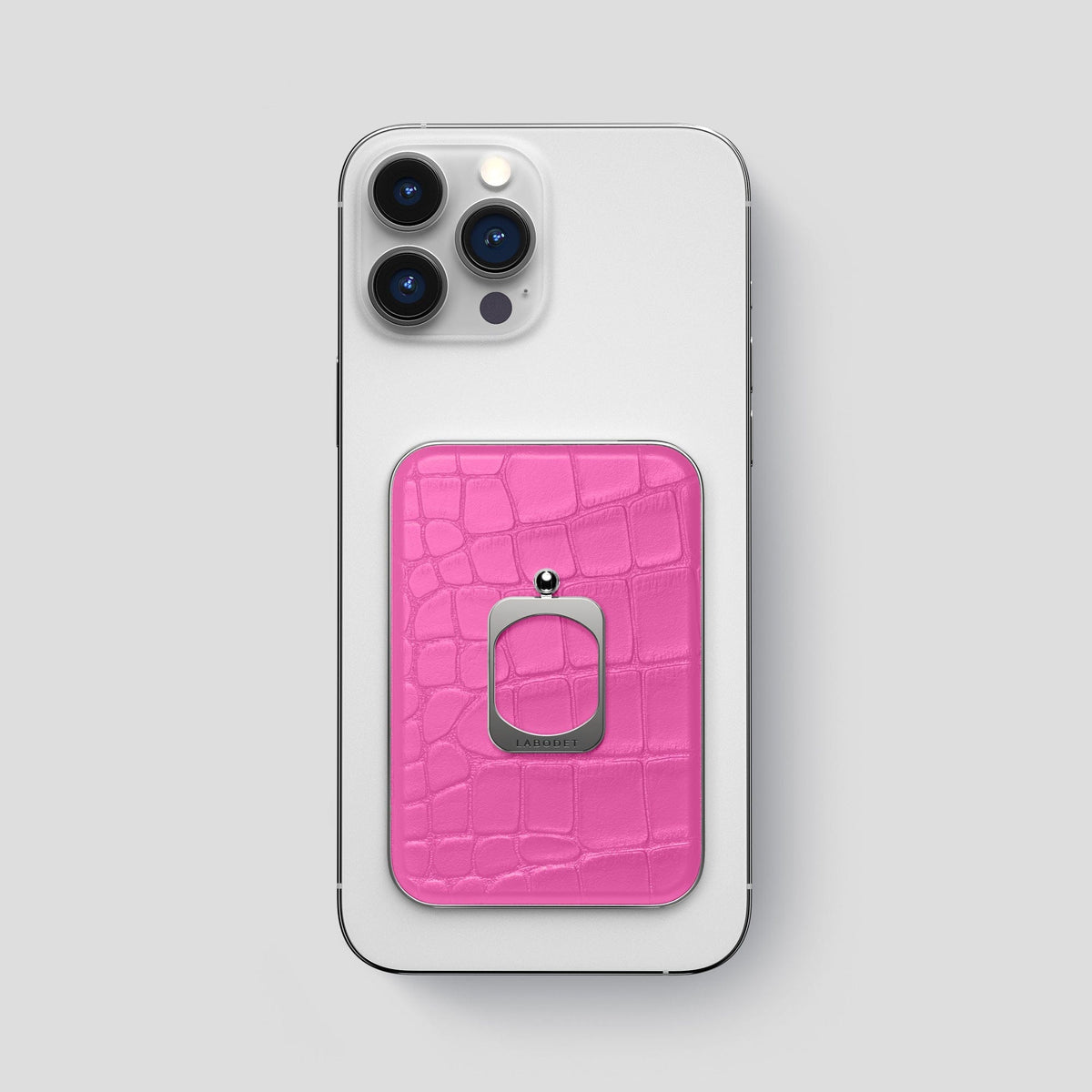 Fuchsia MagSafe Ring iPhone 14 Pro Max Alligator with Steel Metal -1 | Fuchsia-Steel