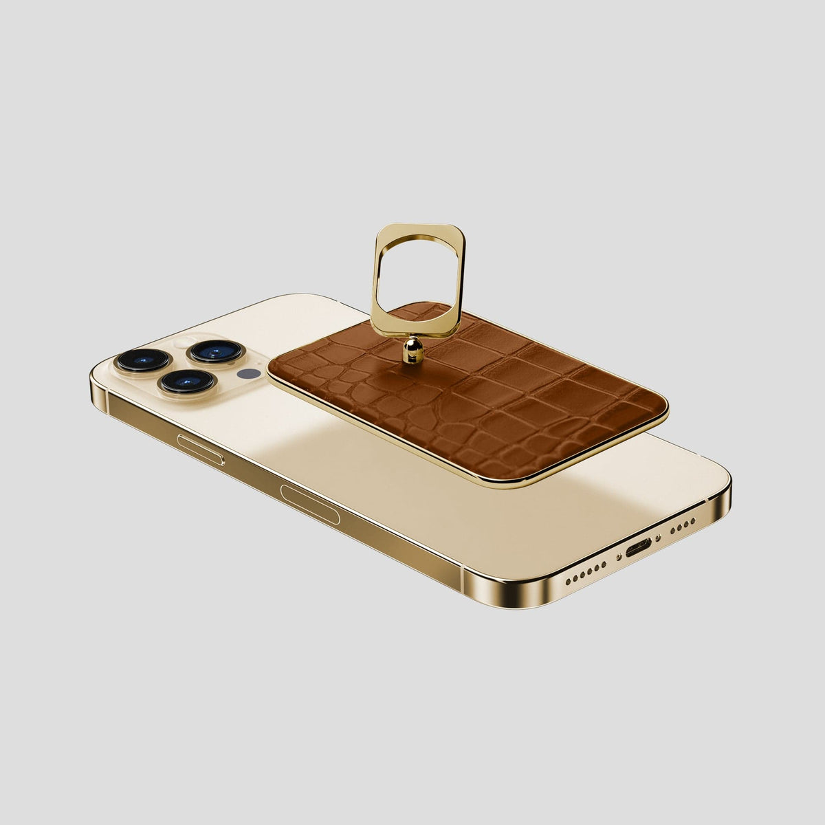 Honey MagSafe Ring iPhone 14 Pro Max Alligator with Gold Metal -4 | Honey-Gold