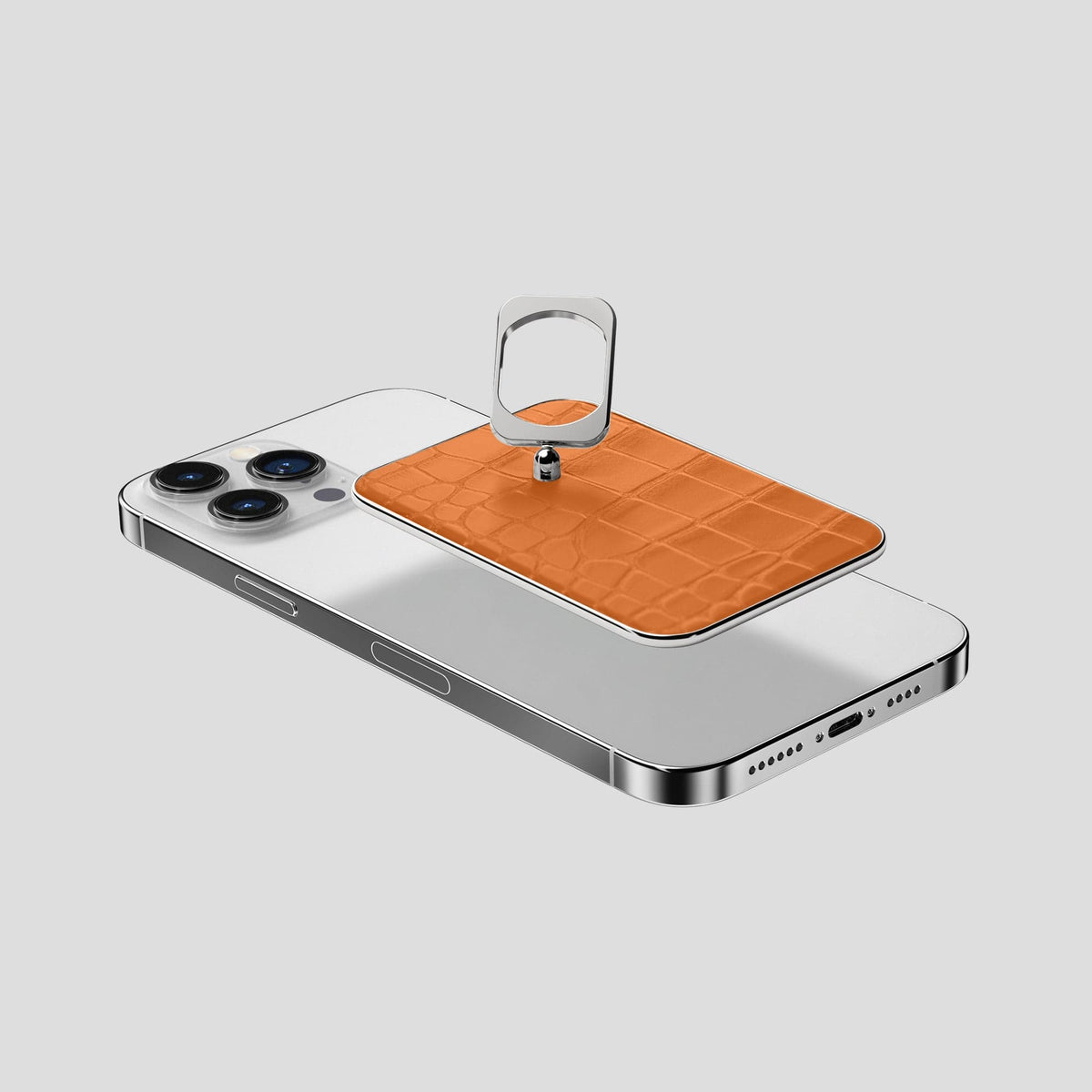 Orange MagSafe Ring iPhone 14 Pro Max Alligator with Steel Metal -4 | Orange-Steel