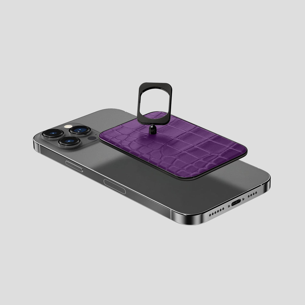 Purple MagSafe Ring iPhone 14 Pro Max Alligator with Black Metal -4 | Purple-Black