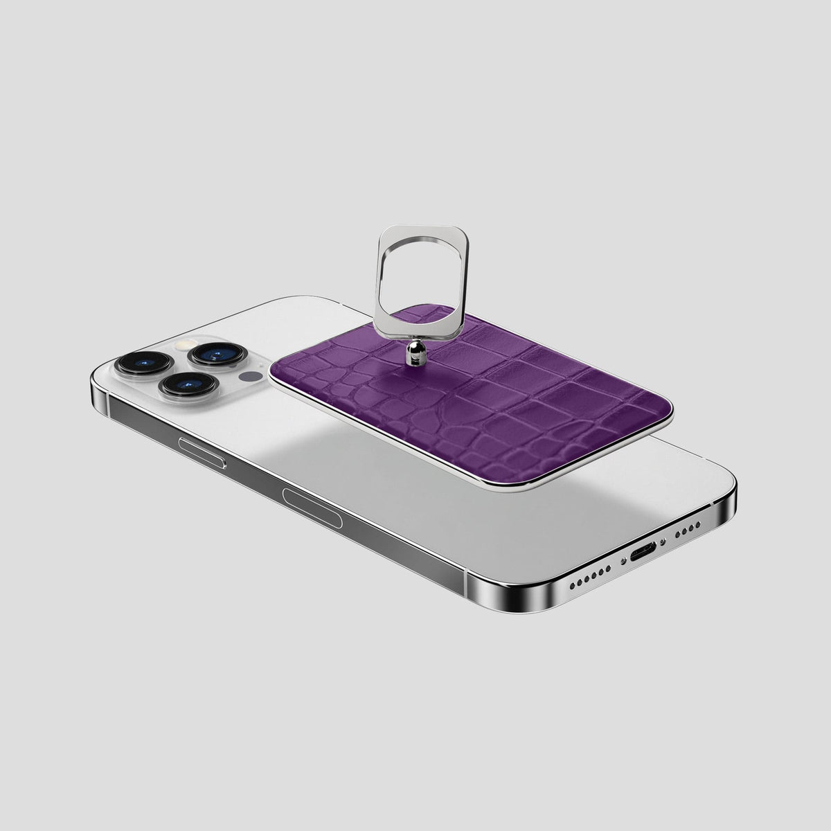 Purple MagSafe Ring iPhone 14 Pro Max Alligator with Steel Metal -4 | Purple-Steel