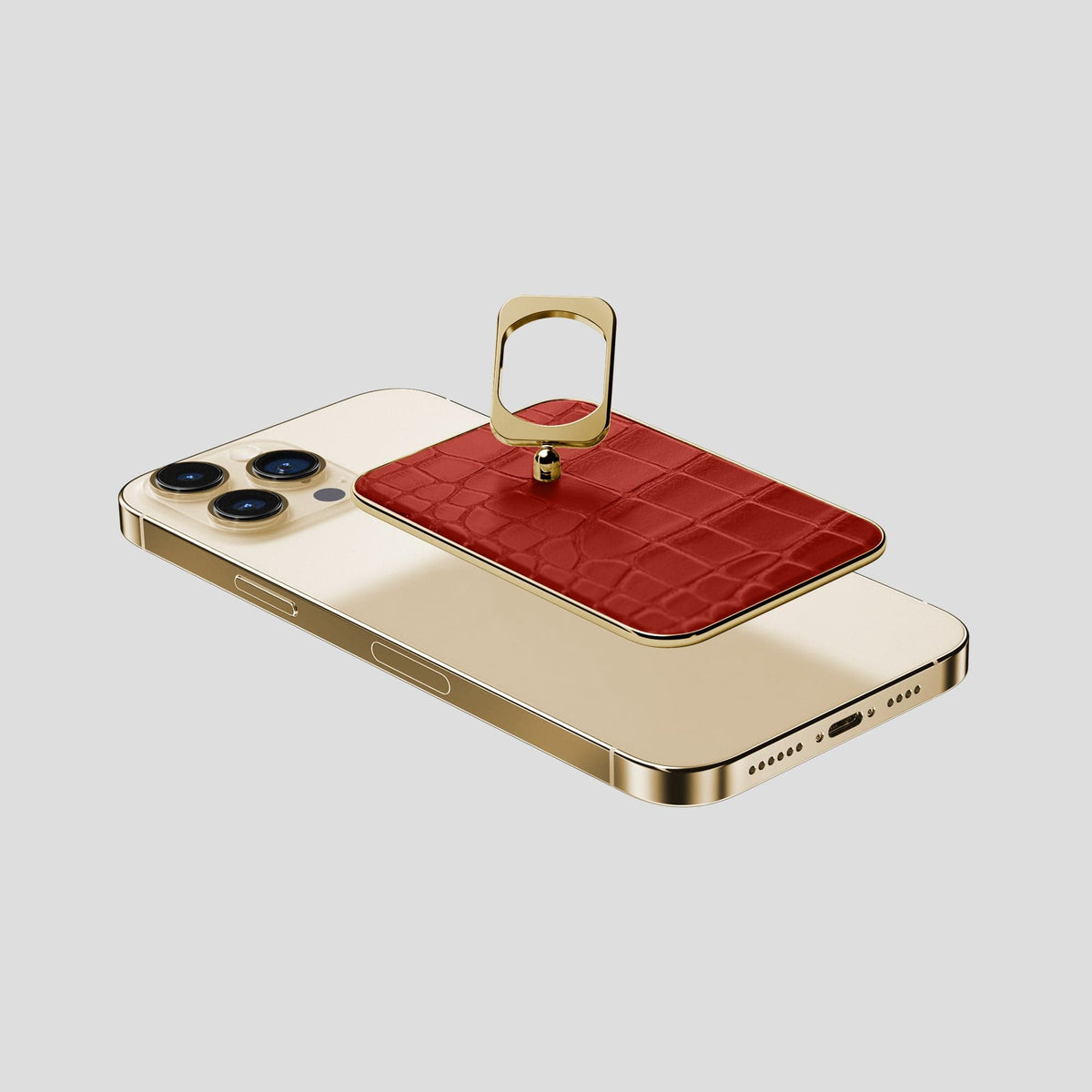 Red MagSafe Ring iPhone 14 Pro Max Alligator with Gold Metal -4 | Red-Gold