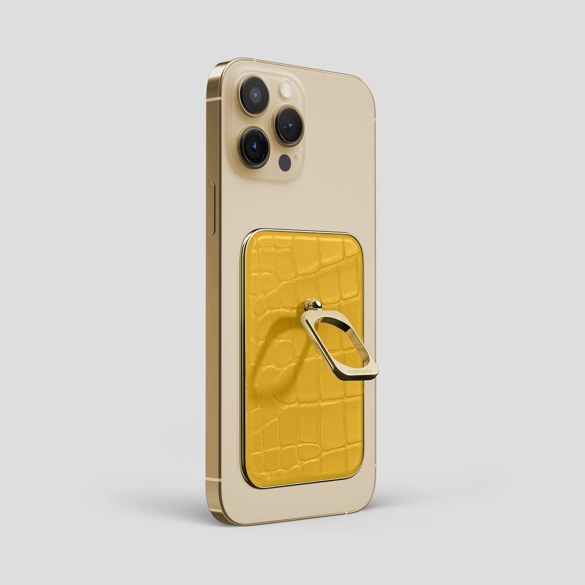 Yellow MagSafe Ring iPhone 14 Pro Max Alligator with Gold Metal -2 | Yellow-Gold