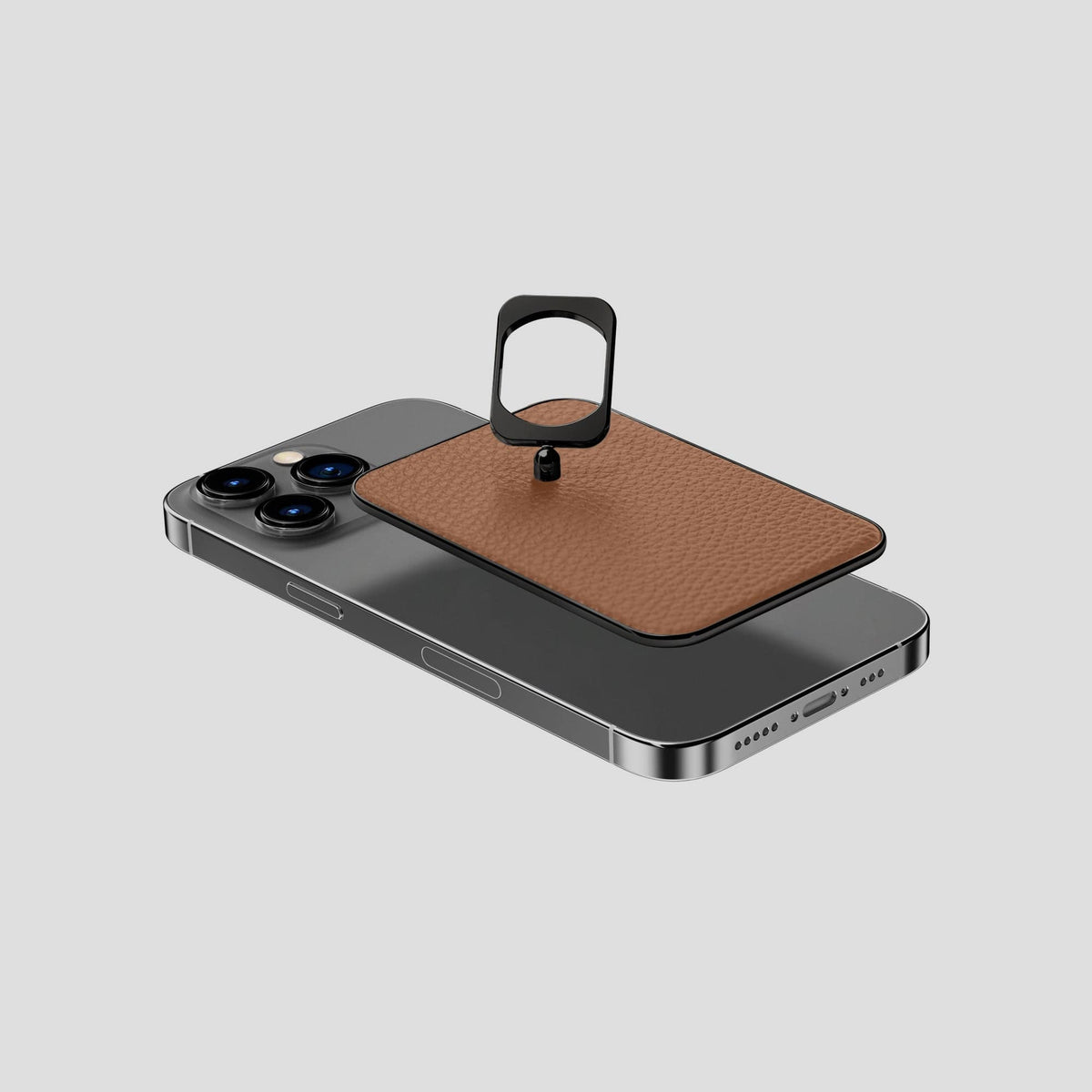 Caramel MagSafe Ring iPhone 14 Pro Calf with Black Metal -4 | Caramel-Black
