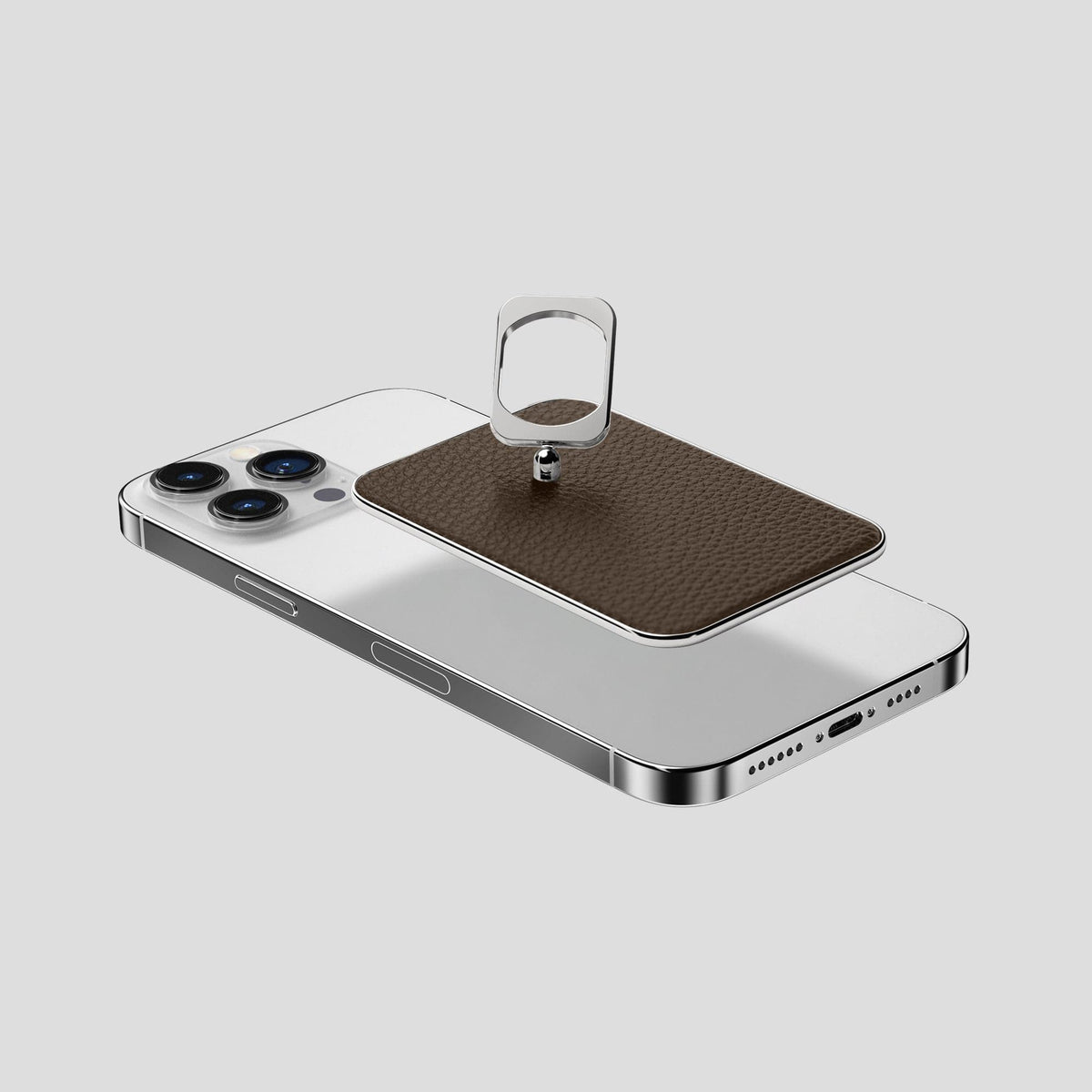 Dark Brown MagSafe Ring iPhone 14 Pro Max Calf with Steel Metal -4 | Dark-Brown-Steel