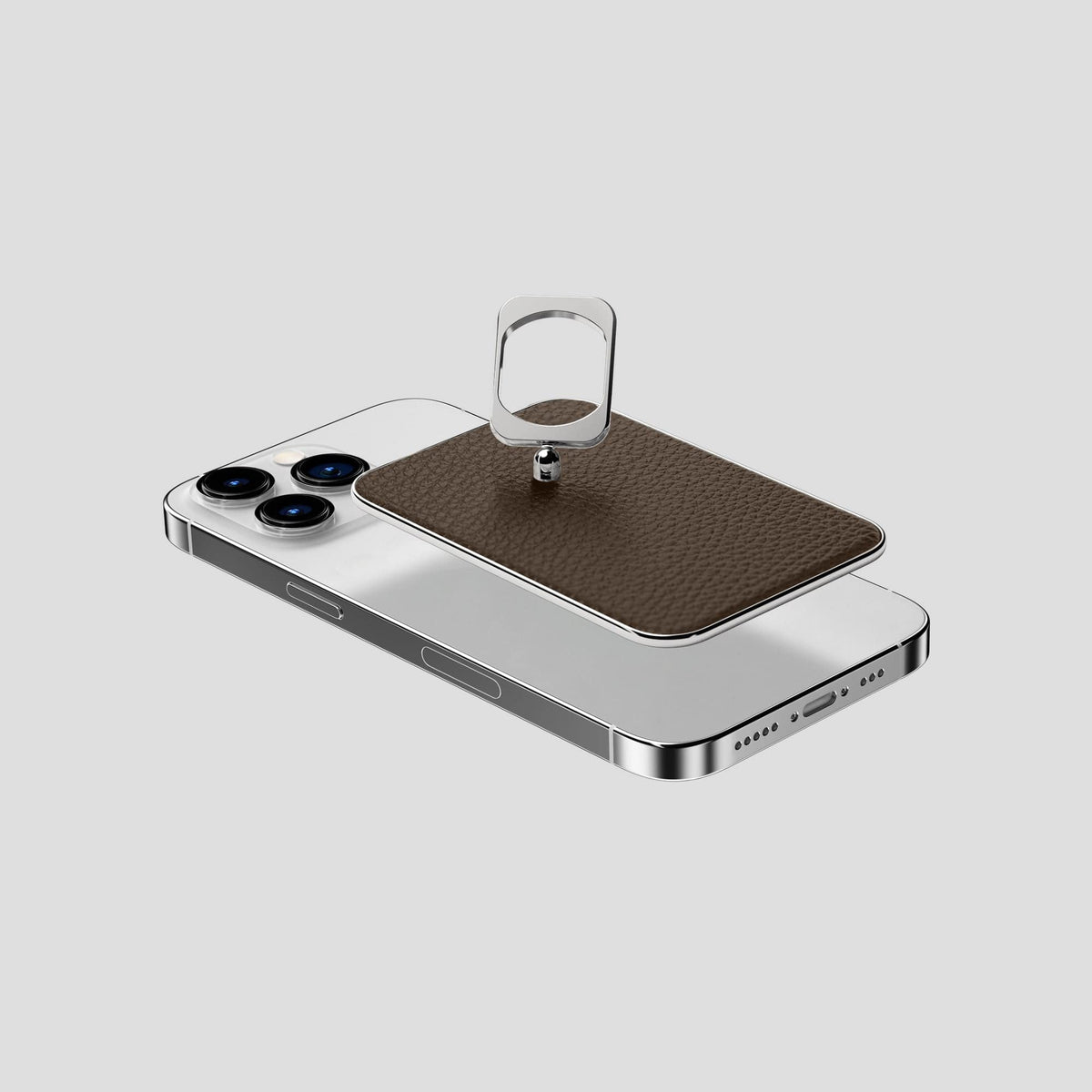 Dark Brown MagSafe Ring iPhone 14 Pro Calf with Steel Metal -4 | Dark-Brown-Steel