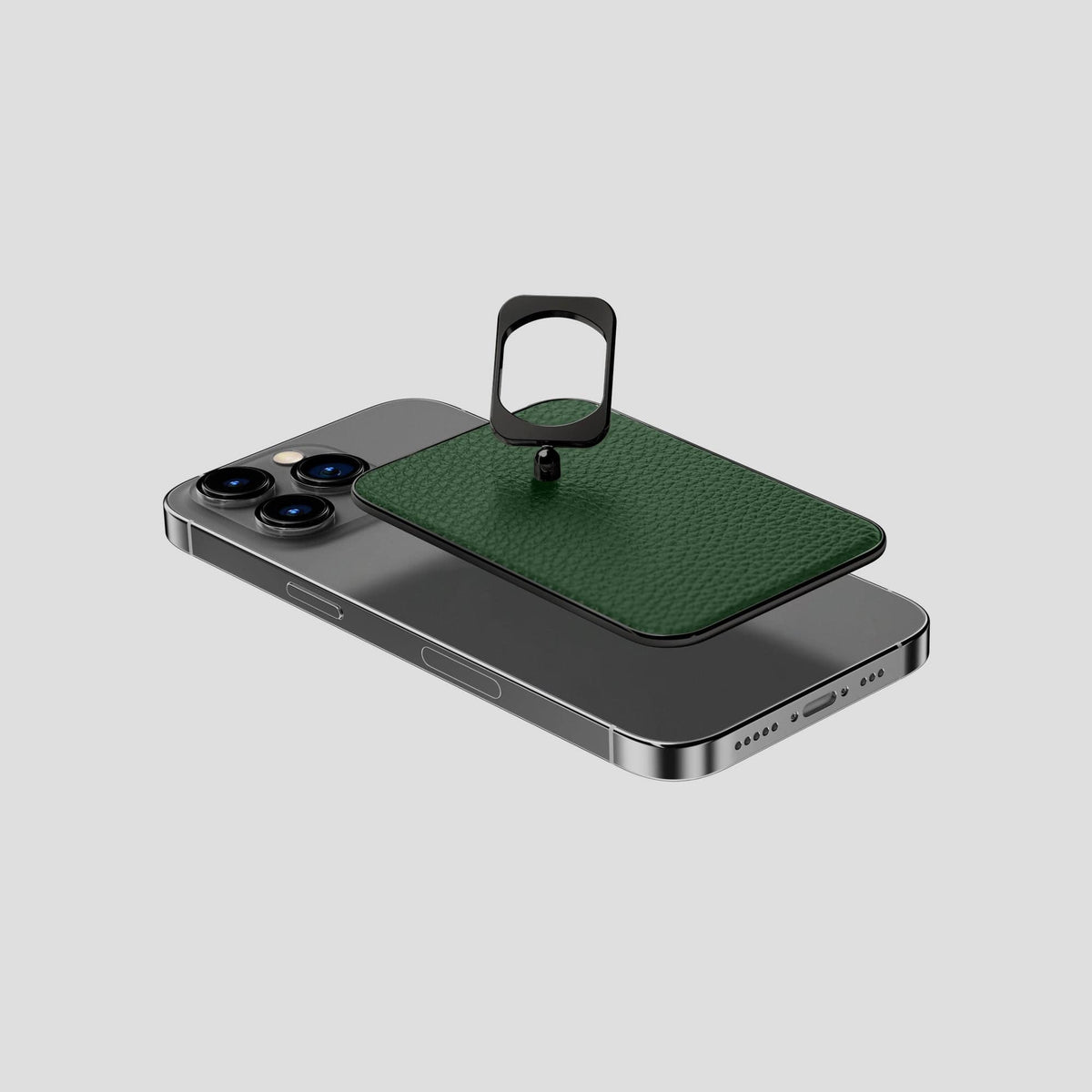 Dark-Green MagSafe Ring iPhone 14 Pro Calf with Black Metal -4 | Dark-Green-Black
