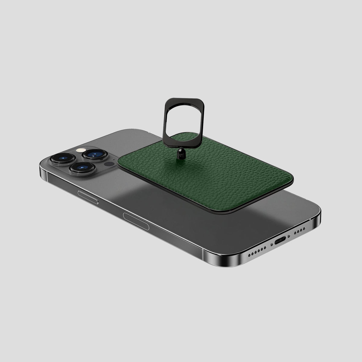 Dark-Green MagSafe Ring iPhone 14 Pro Max Calf with Black Metal -4 | Dark-Green-Black