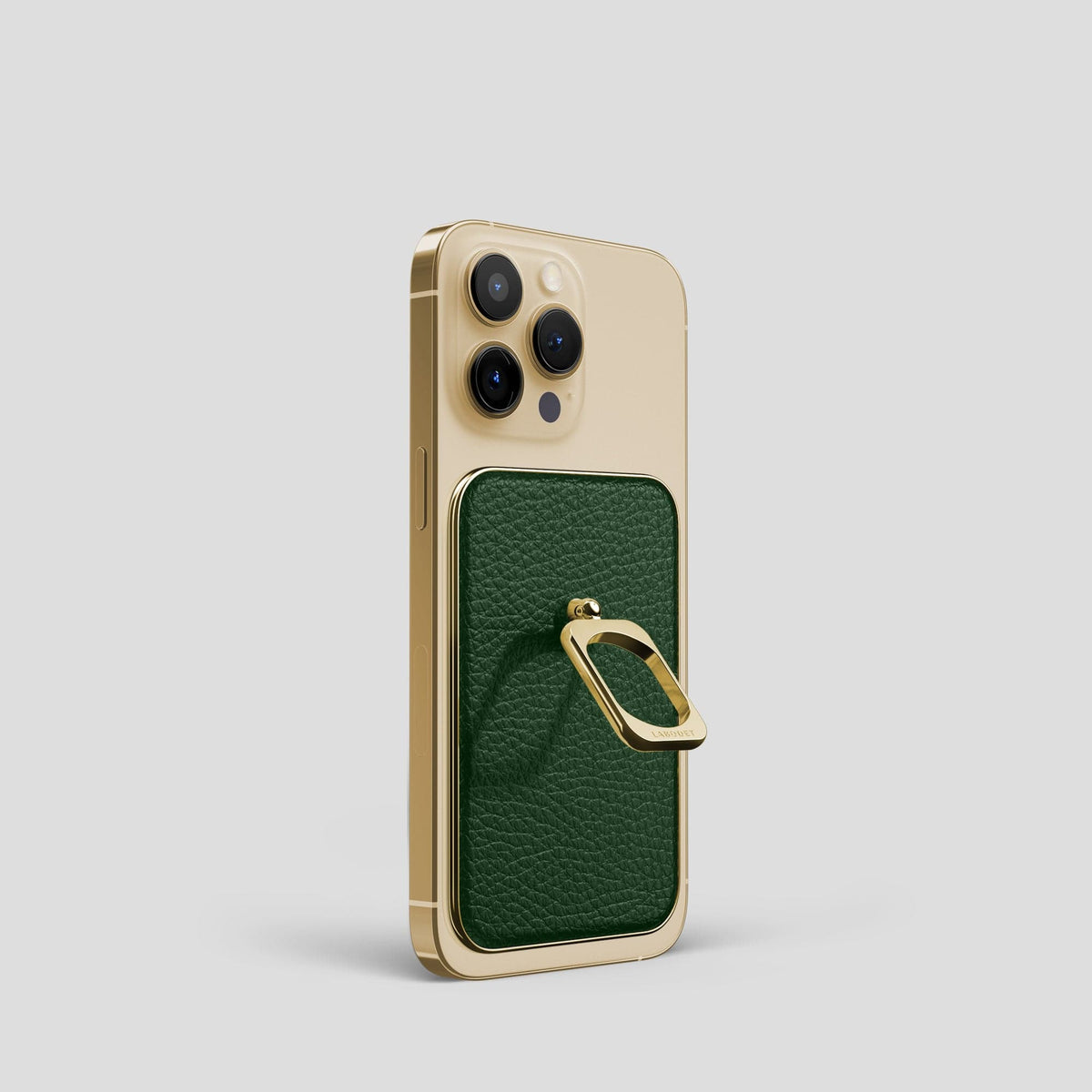 Dark-Green MagSafe Ring iPhone 14 Pro Calf with Gold Metal -1 | Dark-Green-Gold