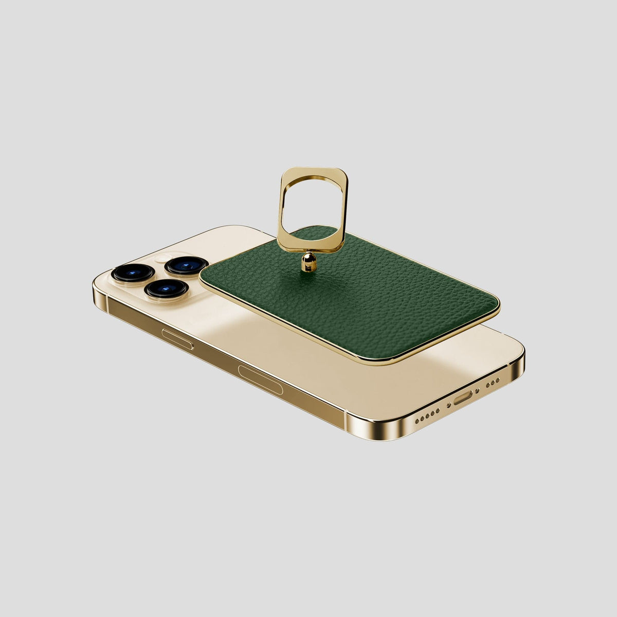 Dark-Green MagSafe Ring iPhone 14 Pro Calf with Gold Metal -4 | Dark-Green-Gold